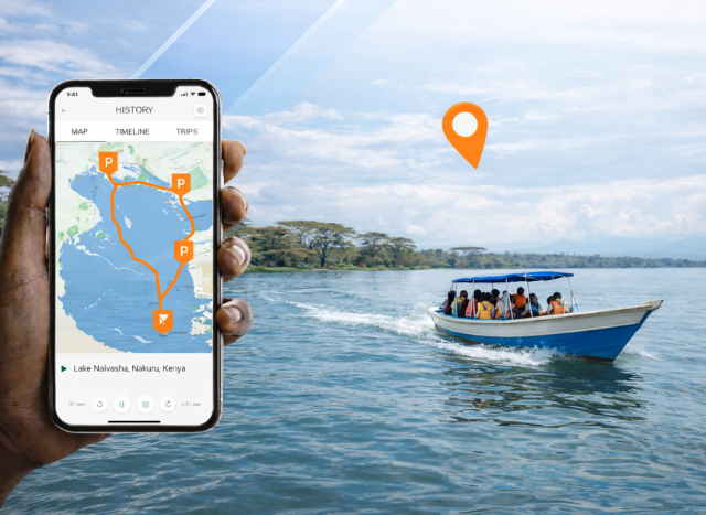 Tracking a Boat Over a Lake in Kenya as used in an image for a landing page about marine vessels watercraft GPS tracking in Kenya